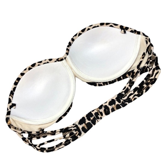 Leopard Print Strapless Bikini Top in Cream, Tan and Black - Size Small- Medium - Picture 2 of 2